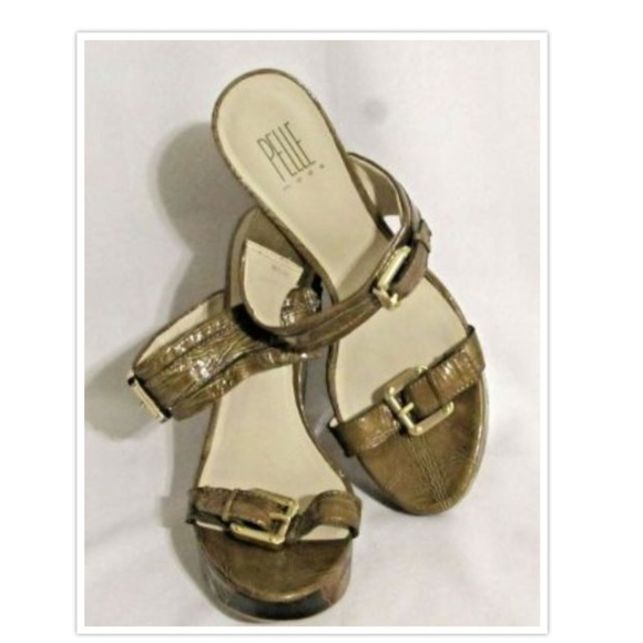 PELLE MODA Brown, Orange & Black Wedge Heels 10 M - Picture 1 of 7
